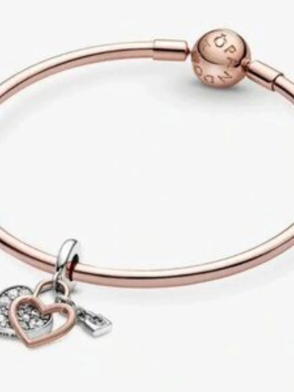Pandora Two-Tone Rose Gold & Silver Pave Heart Lock Dangle Charm